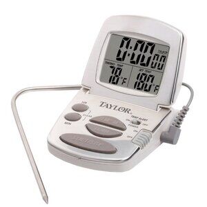 Taylor Gourmet Programmable Stainless Steel Probe Kitchen Thermometer with Timer